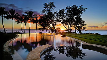 USA Hawaii, Maui swimming pool, Island sunsets HD wallpaper