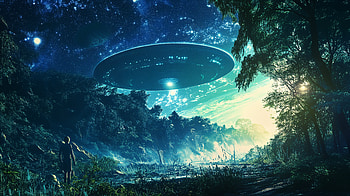 Ultra : Alien Encounter in a Sci-Fi Realm, Sci Fi, alien encounter, UFO, forest, Night Sky HD wallpaper