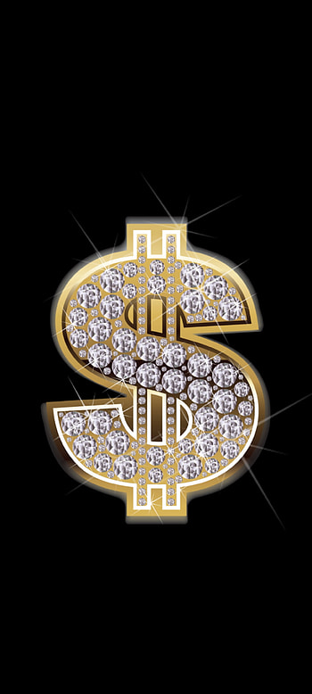 Gold Dollar, symbol, art, diamond, alphabet HD phone wallpaper