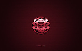 Wigan Warriors, English rugby club, red logo, red carbon fiber background, Super League, rugby, Greater Manchester, England, Wigan Warriors logo HD wallpaper