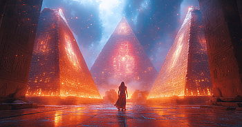 Quad‑ AI — Woman Before the Luminous Pyramids, AI Art, woman HD wallpaper