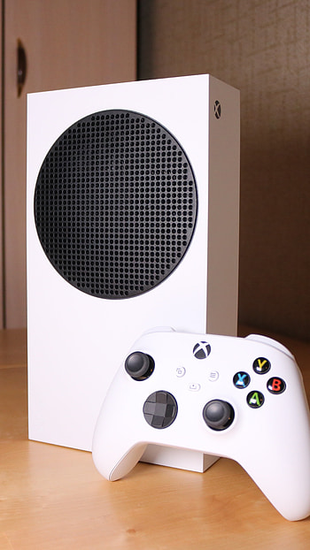 Xbox Series S, White Xbox, Wooden Background HD phone wallpaper