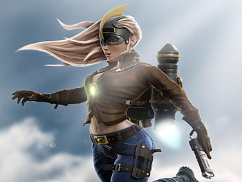 fantasy girl, girl, sky, fly, rocket HD wallpaper