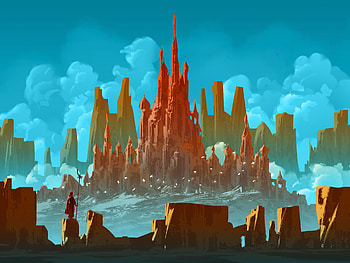 Crimson Spire Citadel — Fantasy City, fantasy, city, fantasy city HD wallpaper