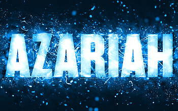 Happy Birtay Azariah, , blue neon lights, Azariah name, creative, Azariah Happy Birtay, Azariah Birtay, popular american male names, with Azariah name, Azariah HD wallpaper