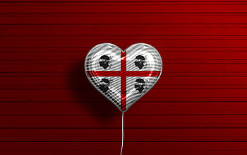 I Love Sardinia, , realistic balloons, red wooden background, Day of Sardinia, italian regions, flag of Sardinia, Italy, balloon with flag, Sardinia flag, Sardinia HD wallpaper