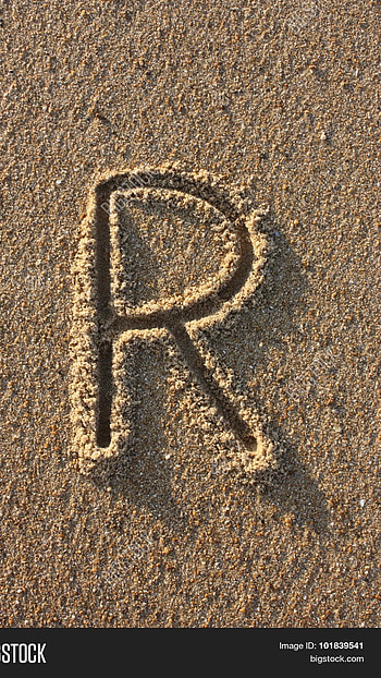R Letter, Sand, beach HD phone wallpaper