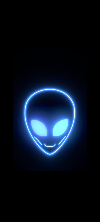 Alien, symbol, midnight, blue, neon, , dark, anim, , space HD phone wallpaper