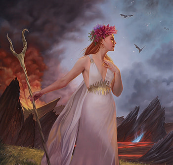 Perse, girl, goddess, iryna khymych, fantasy, art HD wallpaper
