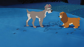 Lady and the Tramp, Nostalgic backdrops, Charming animation, Disney movie HD wallpaper