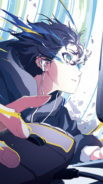 Azure Pulse - Blue-Haired Anime Boy, blue hair, Anime, boy, anime boy HD phone wallpaper