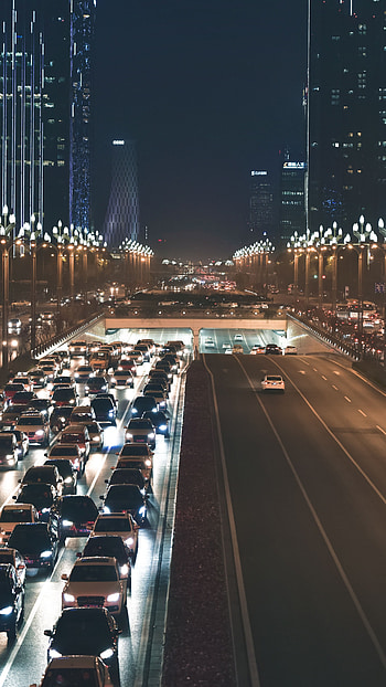 Night, Cars, City, Road, Movement, Traffic HD phone wallpaper