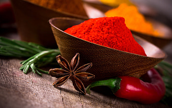 Red chili powder, Spicy ingredient, Vibrant color, Tasty seasoning HD wallpaper