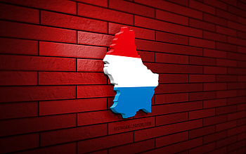 Luxembourg map, , red brickwall, European countries, Luxembourg map silhouette, Luxembourg flag, Europe, Luxembourg, flag of Luxembourg, Luxembourg 3D map HD wallpaper