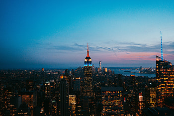 New york, skyscrapers, night, city, buildings, empire state building HD wallpaper