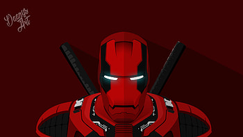 Ironpool, deadpool, iron-man, superheroes, minimalism, artstation HD wallpaper