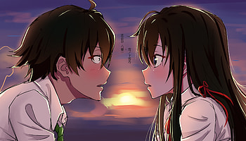 Yukino Yukinoshita, School Uniform, Anime, My Teen Romantic Comedy Snafu, Black Hair, Blue Eyes, Hachiman Hikigaya, Long Hair, Yahari Ore No Seishun Love Comedy Wa Machigatteiru HD wallpaper