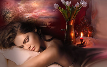 dreaming, girls, tulips, fantasy, dream HD wallpaper