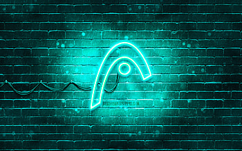 Head turquoise logo, , turquoise brickwall, Head logo, brands, Head neon logo, Head HD wallpaper