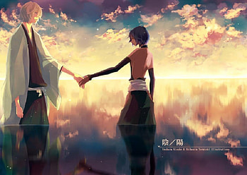 Kisuke & Yoruichi, bleach, scenery, anime, kisuke, love, couple HD wallpaper