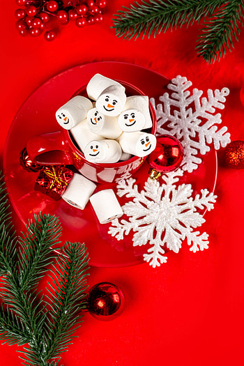 Holidays, Snowflakes, Cup, Christmas, Branches, Balls, Mug, Marshmallow, Zephyr HD phone wallpaper