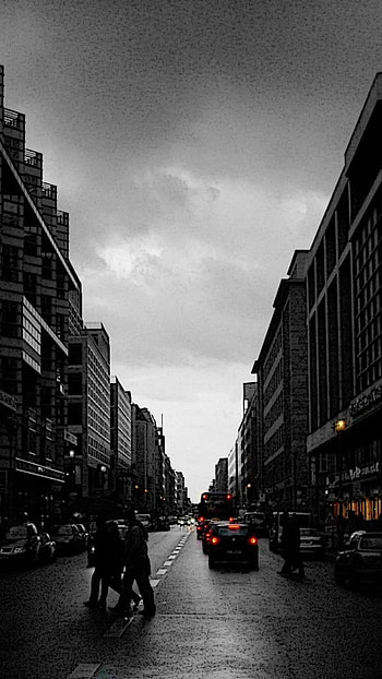 Full Black Colour, Dark City, street HD phone wallpaper