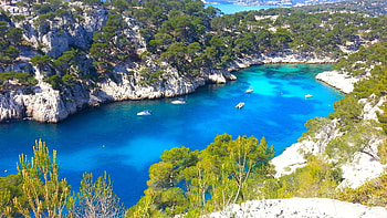 Exceptional Blue Lake, boat, trees, nature, mountains, forest, lake HD wallpaper