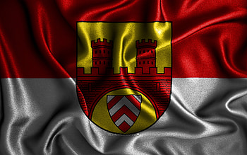 Bielefeld flag, , silk wavy flags, german cities, Flag of Bielefeld, fabric flags, Day of Bielefeld, 3D art, Bielefeld, Europe, cities of Germany, Bielefeld 3D flag, Germany HD wallpaper