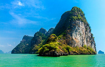 Tropical Paradise, Thailand, turquoise water, cliff, rock islands, ocean, Phang Nga Bay HD wallpaper