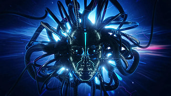 Cyborg, Art, Neon, Mask HD wallpaper