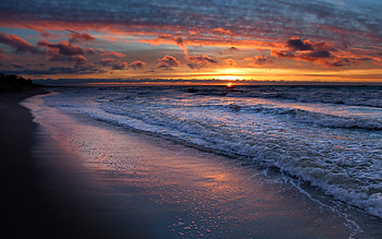 Landscape, Sunset, Sea HD wallpaper