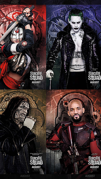 Suicide squad, characters, katana, deadshot, joker, killer-croc HD phone wallpaper