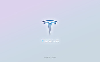 Tesla logo, cut out 3d text, white background, Tesla 3d logo, Tesla emblem, Tesla, embossed logo, Tesla 3d emblem HD wallpaper