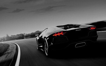 Car , Black vehicle, Road backdrop, Supercar elegance HD wallpaper
