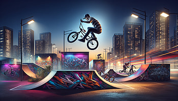 Stunning BMX Night Ride -, BMX, Skatepark, urban, night, graffiti HD wallpaper