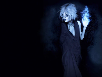Blue Flame, blue, flowing, eyeless, girl, flame, woman, female HD wallpaper