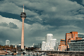 Dusseldorf Skyline, Medienhafen, German city, Modern architecture HD wallpaper