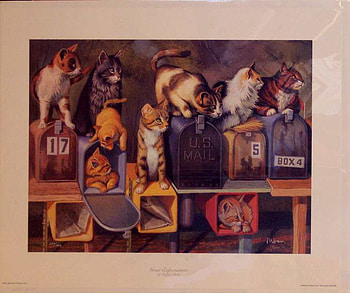 Great Expectations, shapes, mischief, cats, colours, mailboxes, sizes HD wallpaper