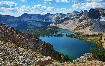 Twin Lakes, Idaho, landscape, trees, clouds, sky, mountains, usa HD wallpaper