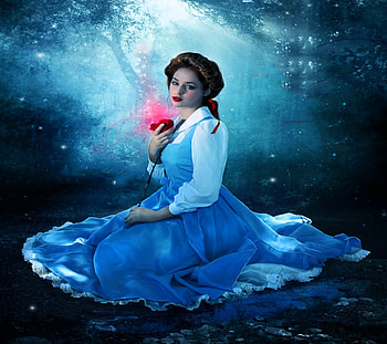 Belle, art fantasy, fantasy, blue dreams, women, princess HD wallpaper