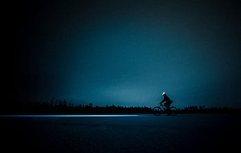 Night, Horizon, Dark, Shine, Light, Silhouette, Bicycle, Cyclist HD wallpaper