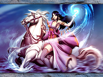 Magic, horse, fantasy, female HD wallpaper