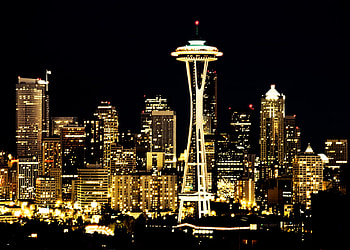 City, Seattle, , Light, Night, Space Needle, Cities HD wallpaper