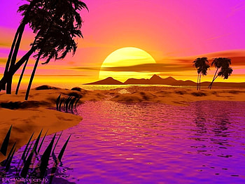 Sunset, sea, art, beach HD wallpaper