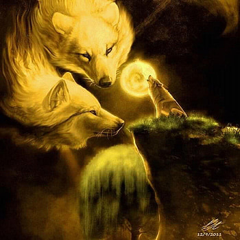 Howling Spirits, abstract, wolves, moon, fantasy, animals, other, tree HD wallpaper