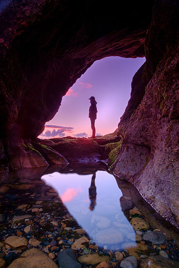 Nature, Water, Stones, Reflection, Silhouette, Cave HD phone wallpaper