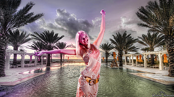 Enjoying The Pool, wahab hameed, girl, beach, woman, clouds, pool, water, smart aleck, enjoy HD wallpaper