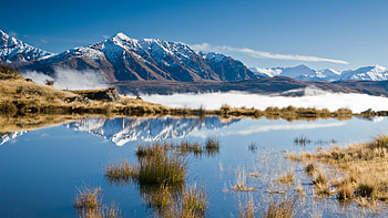 Alpine Lake, blue, alpine, snow, sky, water, lake, mountain HD wallpaper