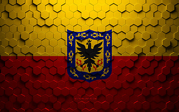 Flag of Bogota, honeycomb art, Bogota hexagons flag, Bogota 3d hexagons art, Bogota flag HD wallpaper