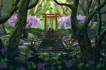 torii, fantasy, oriental HD wallpaper